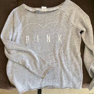 PINK Victoria's Secret Heather Gray Heart Sweater